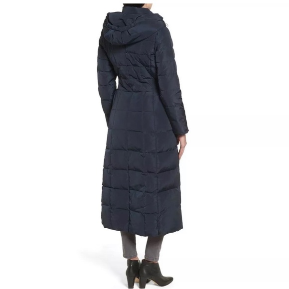 SOLD NWT Size S Cole Haan Long Quilted Blue Coat - Picture 2 of 8